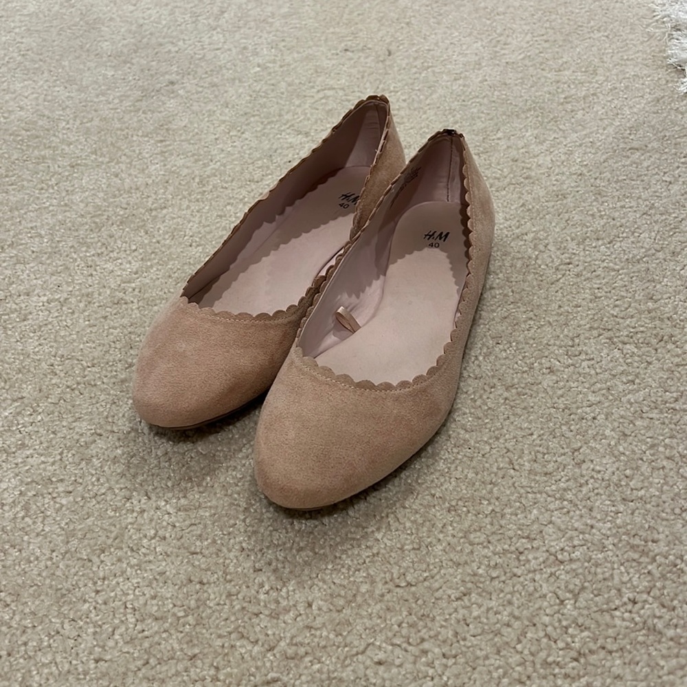 light nude suede ballet flats